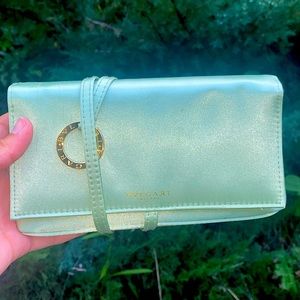 BVLGARI Mint Green Satin Evening Wallet, Bridal Clutch
